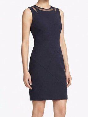 MICHAEL Michael Kors Navy Crew Neck Mesh Insert Dress- Sz. 2